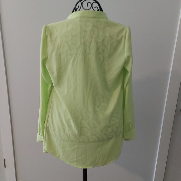 Lime Button Up Blouse Size 6 - Picture 4 of 4